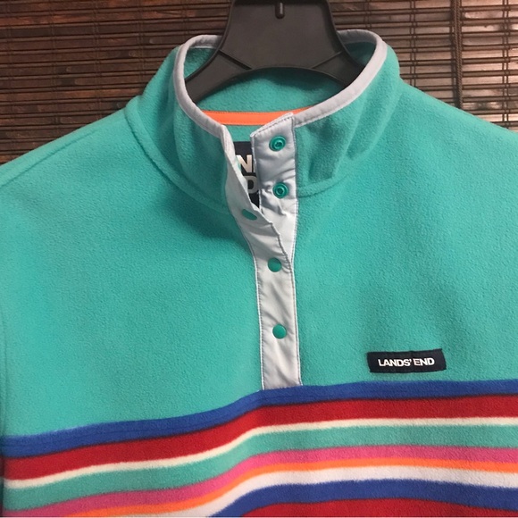 Lands End Kids Anyweather Fleece Snap Neck Pullover - Picture 5 of 9